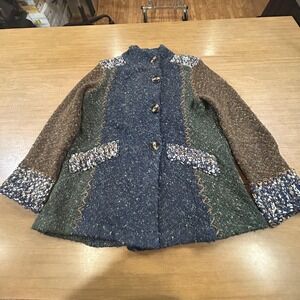 Curio Coatigan Womens Medium Multicolor Acrylic Blend Knit Button Front Pockets